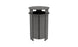 The Mainstay Trash Bin by Ledge Lounger is a tall, cylindrical wooden trash can with vertical planks. It features a dark gray finish and an open top for easy disposal.