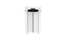 The Ledge Lounger Mainstay Trash Bin is a tall, cylindrical, white container with vertical slats and an open top. Its made from UV stable materials, offering a modern, sleek design suitable for indoor use or as a patio trash can.