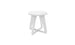 The Ledge Lounger Mainstay Stool features a minimalist white design with a round seat and three triangular legs against a plain backdrop. This sleek piece is perfect for patios, effortlessly enhancing any outdoor scene with its elegant style.