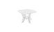 The Mainstay Square Side Table by Ledge Lounger is a small, modern white square table with rounded edges, ideal for outdoor patios. It features a unique crisscross base and a practical lower shelf for all-weather storage against a plain white background.