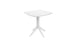 The Mainstay Square Bistro Table by Ledge Lounger is a minimalist white square table ideal for patios or outdoor spaces, featuring a smooth top and four legs elegantly meeting at a slim central column for support.