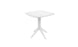 The Mainstay Square Bistro Table by Ledge Lounger is a minimalist white square table ideal for patios or outdoor spaces, featuring a smooth top and four legs elegantly meeting at a slim central column for support.