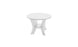 Introducing the Ledge Lounger Mainstay Round Side Table, a sleek, modern minimalist piece perfect for any outdoor space. Its white design with angled legs and circular support shines against a plain white background, enhancing its minimalistic charm.