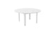 The Mainstay Round Dining Table by Ledge Lounger features a slatted surface and four sturdy legs, ideal for outdoor dining. It includes a built-in umbrella sleeve in the center for shade on sunny days.