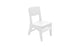 The Ledge Lounger Mainstay Dining Side Chair is a simple, white wooden chair with high-quality construction. It features a slatted backrest, squared seat, and slightly angled legs, perfect for minimalist outdoor dining on a plain white background.