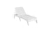 The Ledge Lounger Mainstay Chaise is a white outdoor piece with a sleek, slatted design and an adjustable backrest offering multiple reclining positions against a plain background.