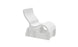 The Signature Lowback Chair Riser by Ledge Lounger is a modern white plastic lounger with a curved, ergonomic design and hollow base, perfect for in-pool seating. Its minimalist style includes open sections in the base for easy water drainage.