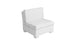 The Signature Sectional Middle by Ledge Lounger is a modern white armless chair featuring a minimalist two-piece cushion, square base, and rectangular backrest. Its sleek and simple design makes it perfect for contemporary interiors and is displayed against a plain white background.
