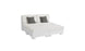 The Signature Sectional 4 Piece Sun Chair by Ledge Lounger is a modern, white, low-profile sofa with spacious seating and two sections. It comes with two gray throw pillows for added relaxation, all set against a white background.