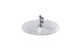 The Ledge Lounger Galvanized Steel Stack Umbrella Base is a round silver base with a cylindrical holder, featuring two adjustable knobs for securing center pole umbrellas, ensuring stability and compatibility with traditional designs.
