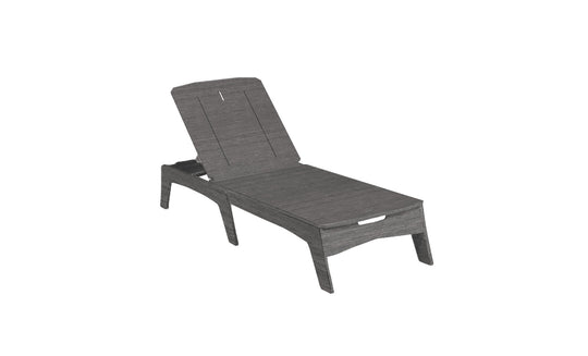 The Ledge Lounger Mainstay Chaise, a gray outdoor piece, features an adjustable backrest and sleek modern design with multiple reclining positions for ultimate comfort.