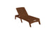 The Ledge Lounger Mainstay Chaise is a sleek, brown wooden lounge showcasing an adjustable backrest with versatile reclining options, set against a white backdrop for stylish outdoor relaxation.