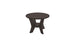 The Mainstay Round Side Table by Ledge Lounger features a small, dark wooden circular top and three angled legs connected at the base, making it perfect for adding a touch of minimalistic design to your outdoor space.