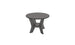 The Mainstay Round Side Table by Ledge Lounger is a small, round gray wooden table ideal for your outdoor space. It features a circular top and three angled legs with a circular support, offering a minimalistic and modern design.