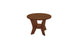 The Mainstay Round Side Table by Ledge Lounger boasts a minimalistic design with a small round wooden top and three angled legs linked by a circular shelf, featuring a smooth finish perfect for any outdoor space.