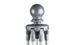 Close-up of the grey metallic Ledge Lounger Essential Fiberglass Umbrella - 10 Square Pulley, featuring a round top and interlocking parts. The industrial design offers a sturdy, mechanical look against a white background.