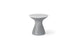 The Autograph Tall Ice Bin Side Table by Ledge Lounger is an hourglass-shaped piece with a speckled gray finish and smooth white top, perfect for enhancing your patio decor with its modern minimalist design while providing functionality.