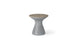 The Autograph Tall Ice Bin Side Table by Ledge Lounger is a modern piece with a gray, hourglass-shaped base and round wooden top. Its sleek design allows it to function as both a stool and an outdoor side table, adding contemporary flair to any patio.