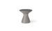 The Autograph Tall Ice Bin Side Table by Ledge Lounger features a sleek, hourglass shape with a thick base and flat, round seat in textured gray. This modern, minimalist design doubles as an ice bin to keep drinks chilled, all set against a plain white background.