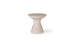 Ledge Loungers Autograph Tall Ice Bin Side Table is a versatile, hourglass-shaped stool with a smooth beige finish. It has a round seat, slightly wider base, and displays a small blue logo near the bottom for outdoor use.