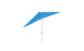 The 8.5 Square Signature 360° Tilt Umbrella from Ledge Lounger, featuring a minimalist blue canopy and white pole with an angular design, exudes outdoor elegance. Its geometric form and vibrant color reflect its premium materials and luxury appeal against a plain white backdrop.