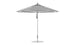 The Ledge Lounger Premier Aluminum Umbrella - 11 Octagon Pulley, with black and white stripes, features a pointed top and slender pole on a round base. Its constructed from marine-grade fabrics for excellent wind resistance.