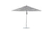 Discover the Ledge Lounger Premier Aluminum Umbrella, featuring a chic black-and-white striped 13 octagon canopy. This outdoor umbrella boasts a durable metal pole and base with a modern design, offering both style and wind resistance.