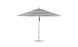 Discover the Ledge Lounger Premier Aluminum Umbrella, featuring a chic black-and-white striped 13 octagon canopy. This outdoor umbrella boasts a durable metal pole and base with a modern design, offering both style and wind resistance.