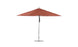 The Ledge Lounger Premier Aluminum Umbrella - 13 Octagon Pulley boasts a large, red outdoor canopy with an aluminum pole and base. Expertly crafted for durability and style, its wind-resistant design offers ample shade for any patio setting.