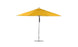The Ledge Lounger Premier Aluminum Umbrella - 13 Octagon Pulley features a vivid yellow canopy and robust silver pole. Its wind-resistant design promises durability and elegance on any patio, fully open against a white backdrop. Crafted from high-quality materials for lasting use.
