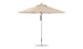 The Ledge Lounger Premier Aluminum Umbrella boasts an 11 octagon beige canopy made from marine-grade fabric, with a straight metal pole and round base, offering smooth, wind-resistant outdoor enjoyment.