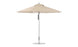 The Ledge Lounger Premier Aluminum Umbrella boasts an 11 octagon beige canopy made from marine-grade fabric, with a straight metal pole and round base, offering smooth, wind-resistant outdoor enjoyment.