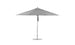 The Ledge Lounger Premier Aluminum Umbrella - 13 Octagon Pulley, made from top-notch materials, features a spacious gray canopy with a central metal pole. Its wind-resistant design and evenly spaced ribs are highlighted against a white background.