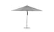 The Ledge Lounger Premier Aluminum Umbrella - 13 Octagon Pulley, made from top-notch materials, features a spacious gray canopy with a central metal pole. Its wind-resistant design and evenly spaced ribs are highlighted against a white background.