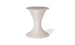 The Autograph Umbrella Stand Ice Bin by Ledge Lounger is a sleek, modern, beige hourglass-shaped stool with a smooth surface and small blue logo near the base. Ideal for outdoor gatherings, it doubles as an ice bin or serves elegantly on your patio.