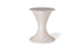 The Autograph Umbrella Stand Ice Bin by Ledge Lounger is a sleek, modern, beige hourglass-shaped stool with a smooth surface and small blue logo near the base. Ideal for outdoor gatherings, it doubles as an ice bin or serves elegantly on your patio.