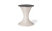 The Autograph Umbrella Stand Ice Bin by Ledge Lounger features a modern hourglass shape with a cream base and dark gray circular seat. This sleek design serves both as an outdoor table and a stool, ideal for contemporary interiors.