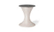 The Autograph Umbrella Stand Ice Bin by Ledge Lounger features a modern hourglass shape with a cream base and dark gray circular seat. This sleek design serves both as an outdoor table and a stool, ideal for contemporary interiors.