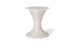 The Autograph Umbrella Stand Ice Bin by Ledge Lounger, with its modern hourglass-shaped beige base and round white top, complements an outdoor setting. Its elegant design features a smooth curve with a small blue logo near the base, set against a plain white background.