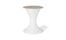 The Autograph Umbrella Stand Ice Bin by Ledge Lounger features a sleek white pedestal with a flared base and a beige circular top, doubling as an elegant outdoor table, set against a plain white backdrop.