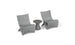 Two Classic Luxury In-Pool Chair Duo by Ledge Lounger and a matching round side table are set in a minimalist style. The chairs have a sleek, curved design, and the side table features a tapered base, all against a white background.