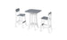 The Haven Hightop Set by Ledge Lounger includes a minimalist rectangular table and two Haven patio chairs. Both the table and chair frames are white with gray surfaces, while the chairs have matching gray seats and backrests for a clean, modern look.