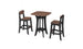 Ledge Loungers Haven Hightop Set includes a small wooden dining table with a dark brown finish and two matching chairs. The set features square table design with chairs having light brown backs and seats, combining simplicity with modern style.