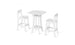 The Haven Hightop Set by Ledge Lounger includes a minimalist white rectangular table with a lower shelf and two sleek Haven chairs, all designed with clean lines for a modern aesthetic, set against a white background.