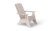 The Mainstay Ultimate Adirondack by Ledge Lounger, in beige, is the ideal outdoor lounge furniture. With wide armrests and a slanted backrest, it promises stylish poolside relaxation. Viewed from the side against a white backdrop, it offers both comfort and elegance.