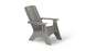 Side view of the Mainstay Ultimate Adirondack by Ledge Lounger, a gray outdoor lounge chair with wide armrests and a slatted back, featuring a slightly reclined backrest and sturdy minimalist design on a white background.