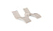 The Ledge Lounger Signature Chaise and Affinity Side Table In-Pool Set features two modern white curved chaises and a matching table on a plain white background—ideal for stylish poolside relaxation.