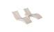 The Ledge Lounger Outdoor Oasis In-Pool Furniture Bundle includes a modern, sculptural beige lounge chair featuring two curved seats on a circular base. Its sleek design with smooth surfaces and minimalist lines is ideal for creating an artistic outdoor retreat.