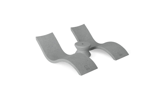 The Ledge Lounger Outdoor Oasis In-Pool Furniture Bundle features a gray, modern loveseat with two contoured seats and a central armrest. Its smooth texture and wave-like design make it ideal for contemporary indoor settings or stylish outdoor escapades.