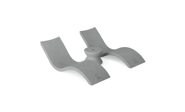 The Ledge Lounger Outdoor Oasis In-Pool Furniture Bundle features a gray, modern loveseat with two contoured seats and a central armrest. Its smooth texture and wave-like design make it ideal for contemporary indoor settings or stylish outdoor escapades.